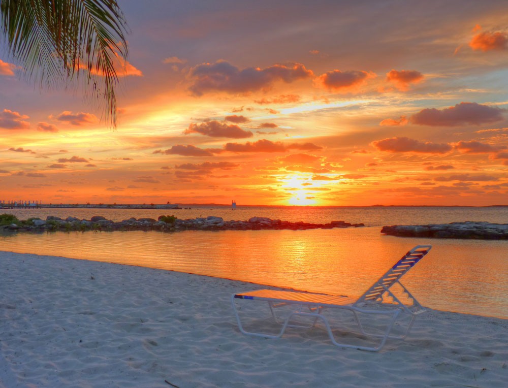 Grand Bahamas Beaches Sunset Ocean Pink